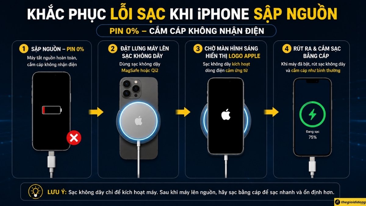 Khắc phục lỗi sạc khi iPhone sập nguồn Khắc phục lỗi sạc khi iPhone sập nguồn