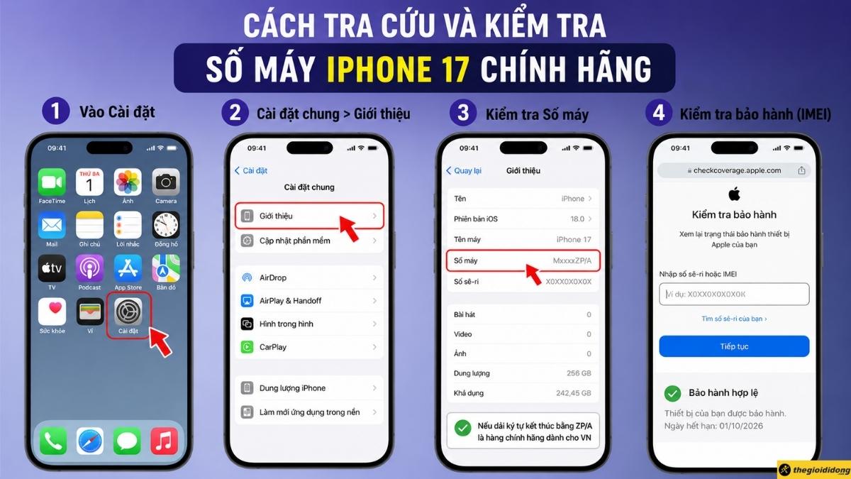 Cách tra cứu và kiểm tra số máy iPhone 17 Cách tra cứu và kiểm tra số máy iPhone 17