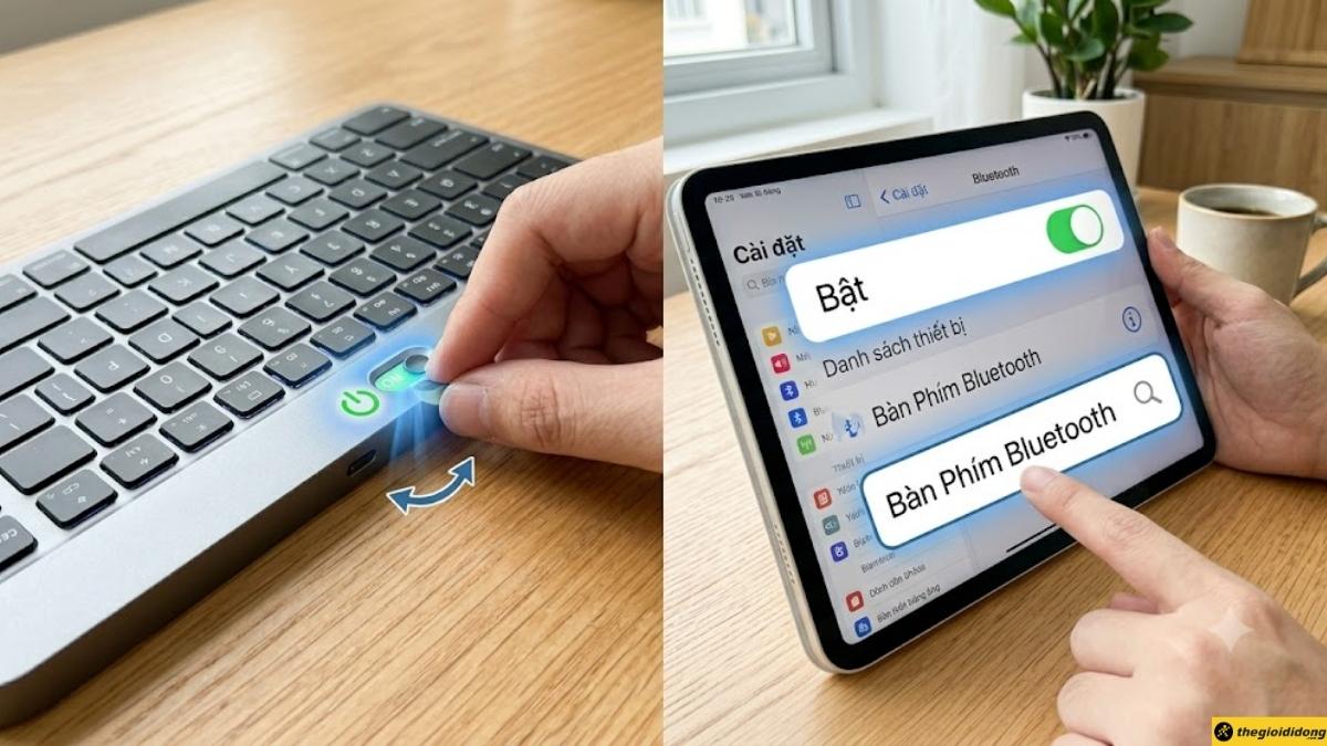 C&aacute;ch kết nối b&agrave;n ph&iacute;m Bluetooth kh&ocirc;ng d&acirc;y với iPad Gen 11 