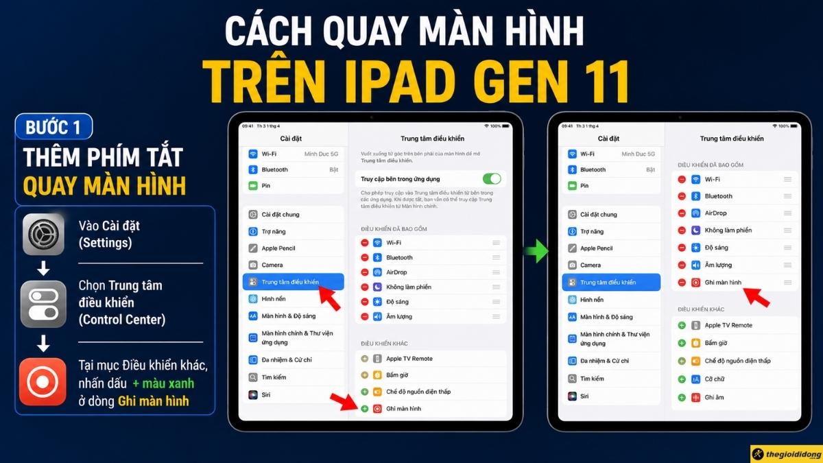 Th&ecirc;m ph&iacute;m tắt quay m&agrave;n h&igrave;nh v&agrave;o Trung t&acirc;m điều khiển