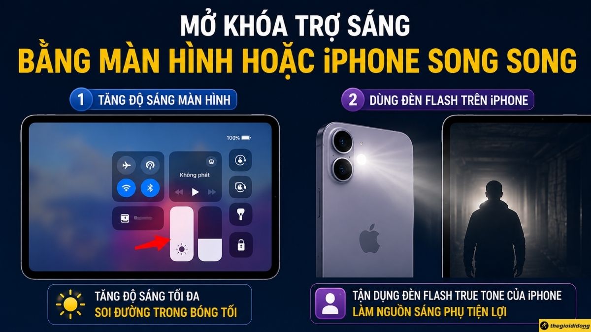 Mở khóa trợ sáng bằng màn hình hoặc iPhone chạy song song Mở khóa trợ sáng bằng màn hình hoặc iPhone chạy song song