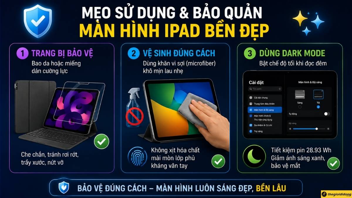 Mẹo sử dụng v&agrave; bảo quản m&agrave;n h&igrave;nh iPad bền đẹp