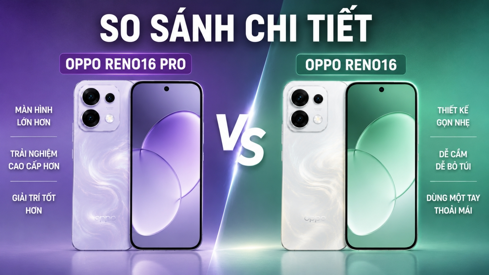 So sánh thiết kế OPPO Reno16 và OPPO Reno16 Pro So sánh thiết kế OPPO Reno16 và OPPO Reno16 Pro