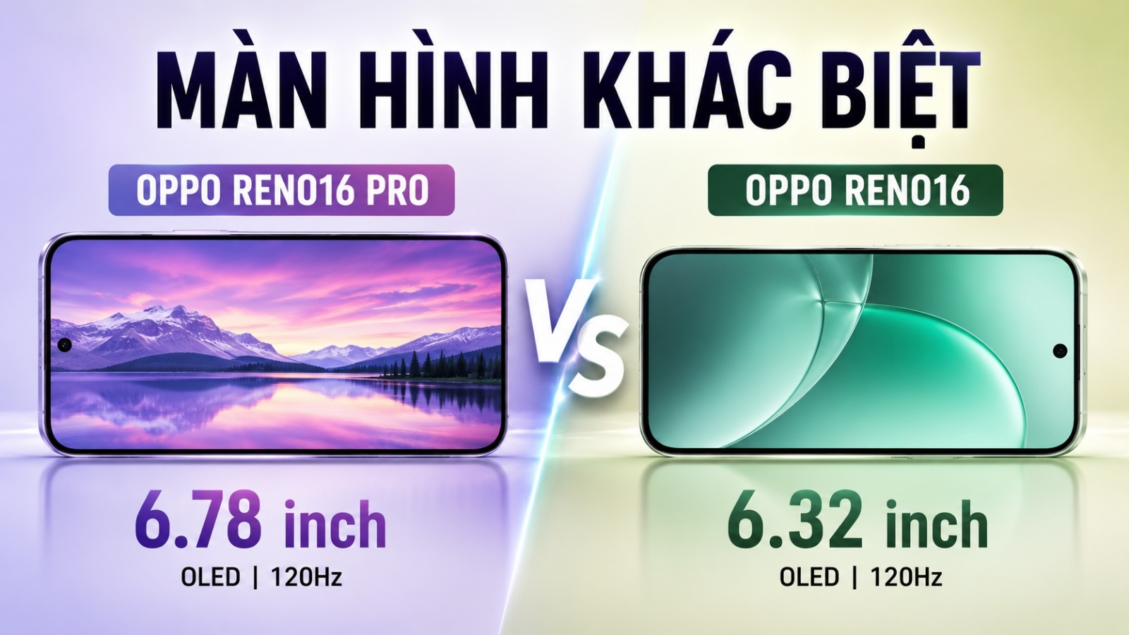 So sánh màn hình OPPO Reno16 và OPPO Reno16 Pro So sánh màn hình OPPO Reno16 và OPPO Reno16 Pro