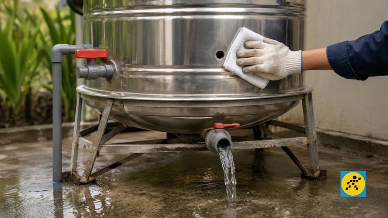 Khóa nguồn nước, xả cạn bồn và lau khô hoàn toàn khu vực cần xử lý an toàn nhất Khóa nguồn nước, xả cạn bồn và lau khô hoàn toàn khu vực cần xử lý an toàn nhất