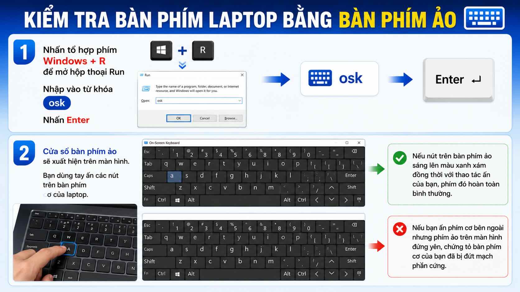 Kiểm tra b&agrave;n ph&iacute;m Laptop bằng b&agrave;n ph&iacute;m ảo