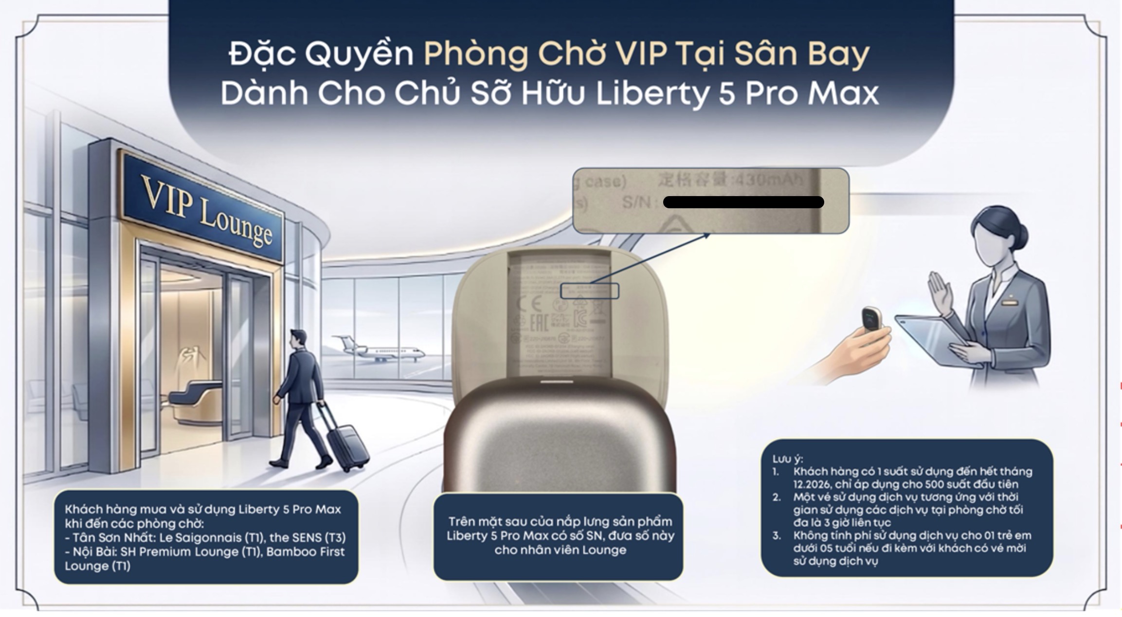 Nhận ngay đặc quyền phòng chờ VIP tại sân bay khi mua tai nghe Soundcore Liberty 5 Pro Max