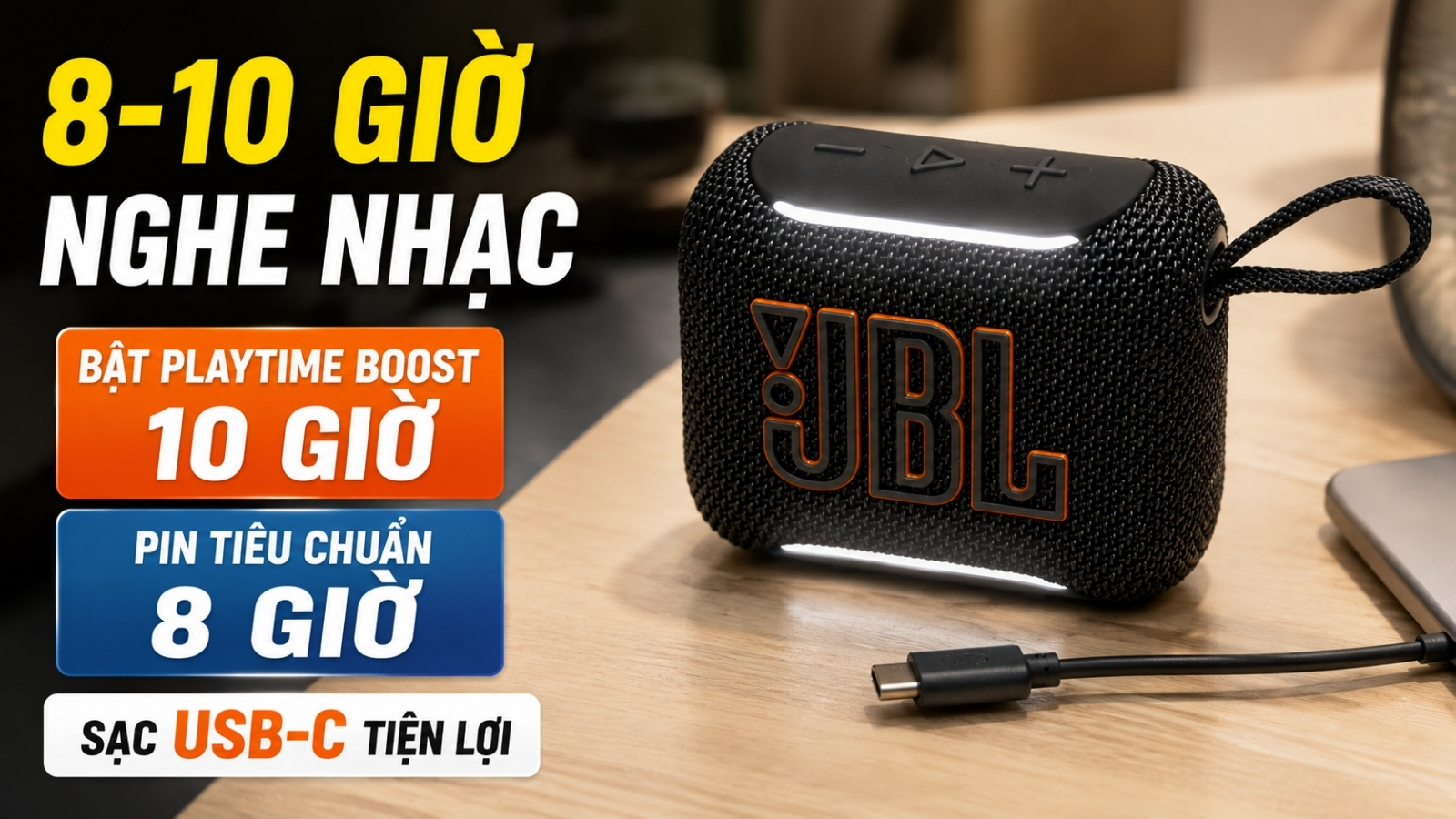 Pin JBL Go 5 tối đa 10 giờ Pin JBL Go 5 tối đa 10 giờ