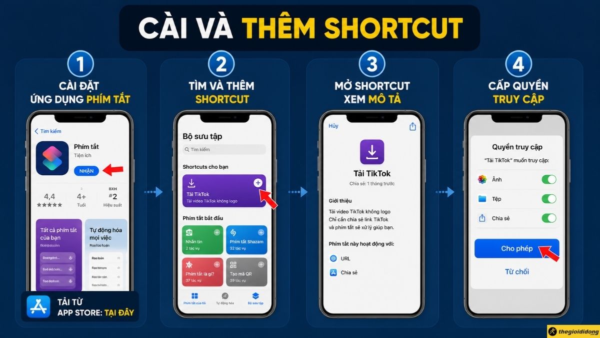 C&agrave;i v&agrave; th&ecirc;m shortcut