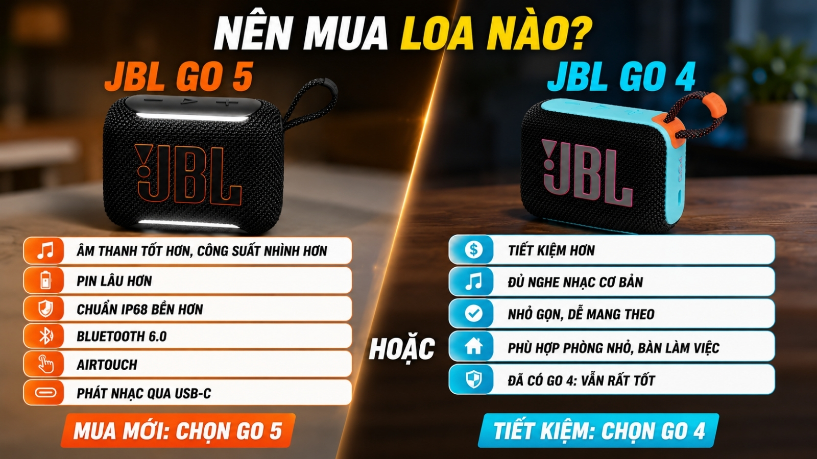 N&ecirc;n mua JBL Go 5 hay JBL Go 4?