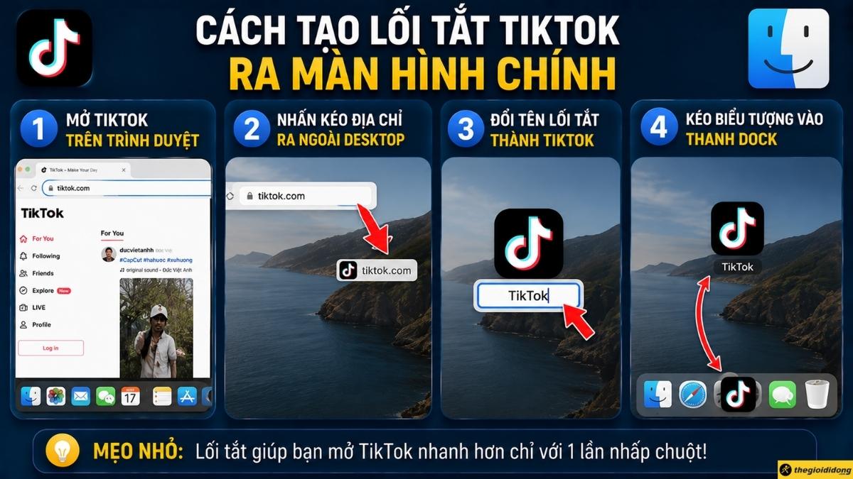 C&aacute;ch tạo lối tắt TikTok ra m&agrave;n h&igrave;nh ch&iacute;nh