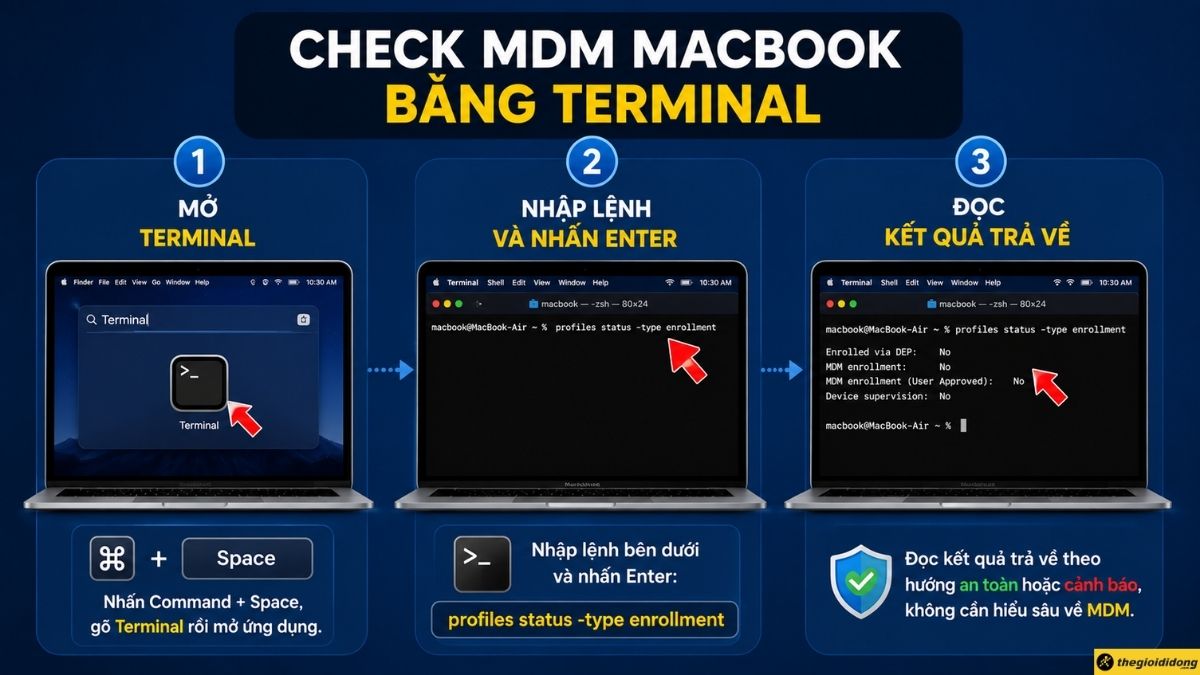 Check MDM MacBook bằng Terminal