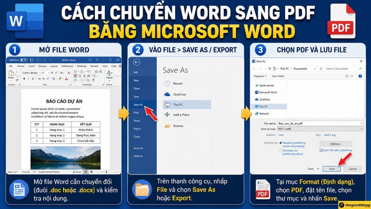 C&aacute;ch chuyển Word sang PDF bằng Microsoft Word