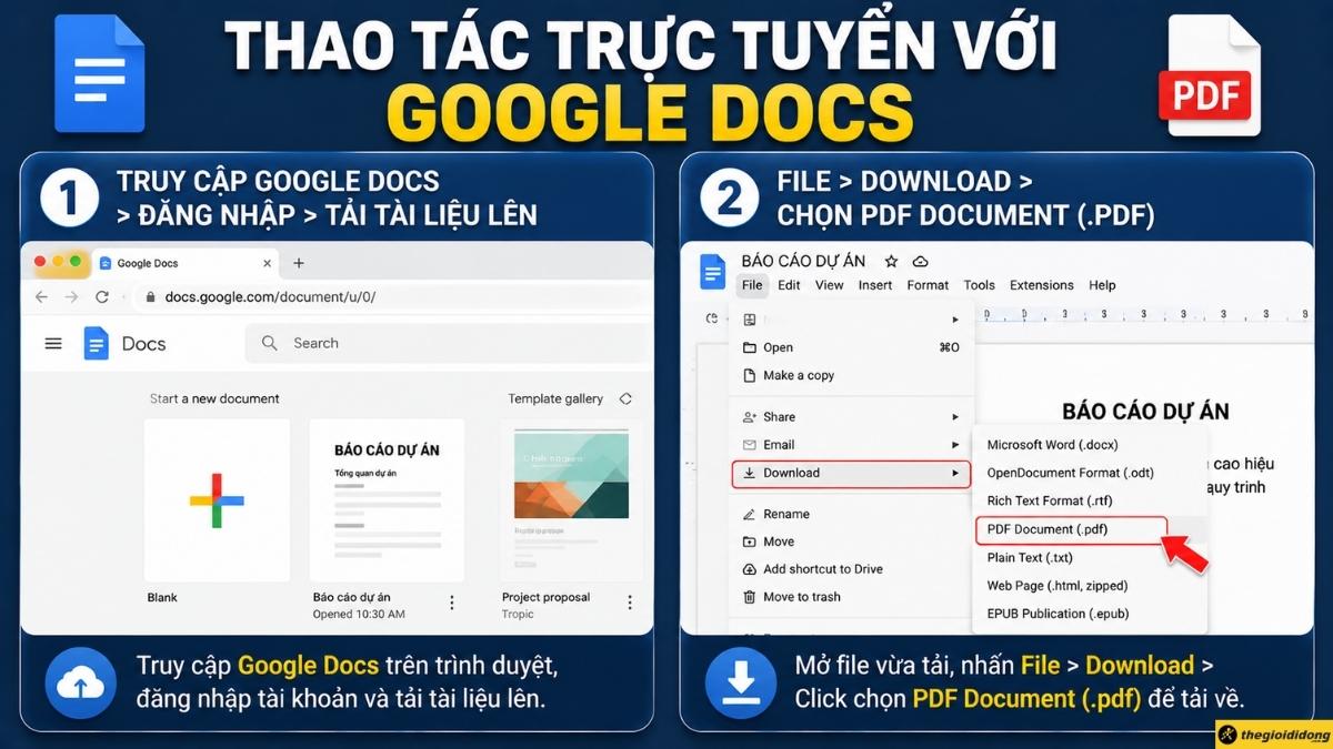 Thao t&aacute;c trực tuyến với Google Docs