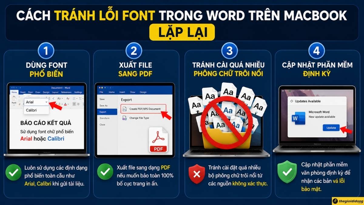 C&aacute;ch tr&aacute;nh lỗi font trong Word tr&ecirc;n MacBook lặp lại