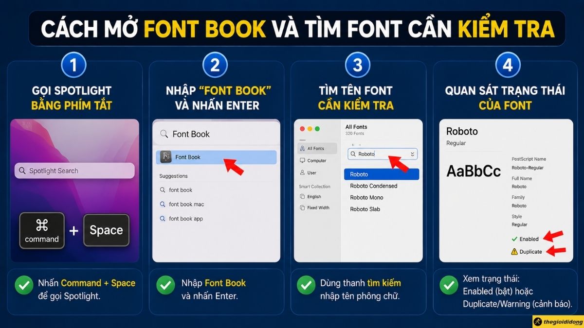 C&aacute;ch mở Font Book v&agrave; t&igrave;m font cần kiểm tra
