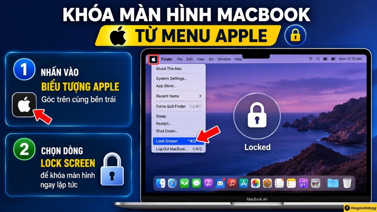 Kh&oacute;a từ menu Apple