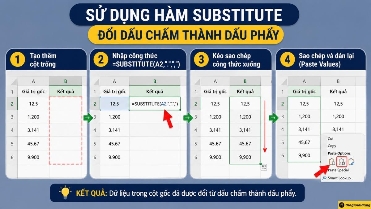 Sử dụng h&agrave;m SUBSTITUTE