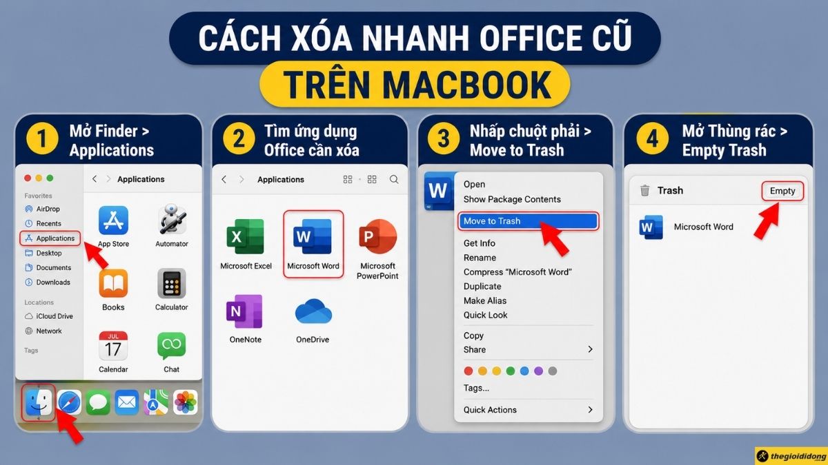 C&aacute;ch x&oacute;a nhanh Office cũ tr&ecirc;n MacBook