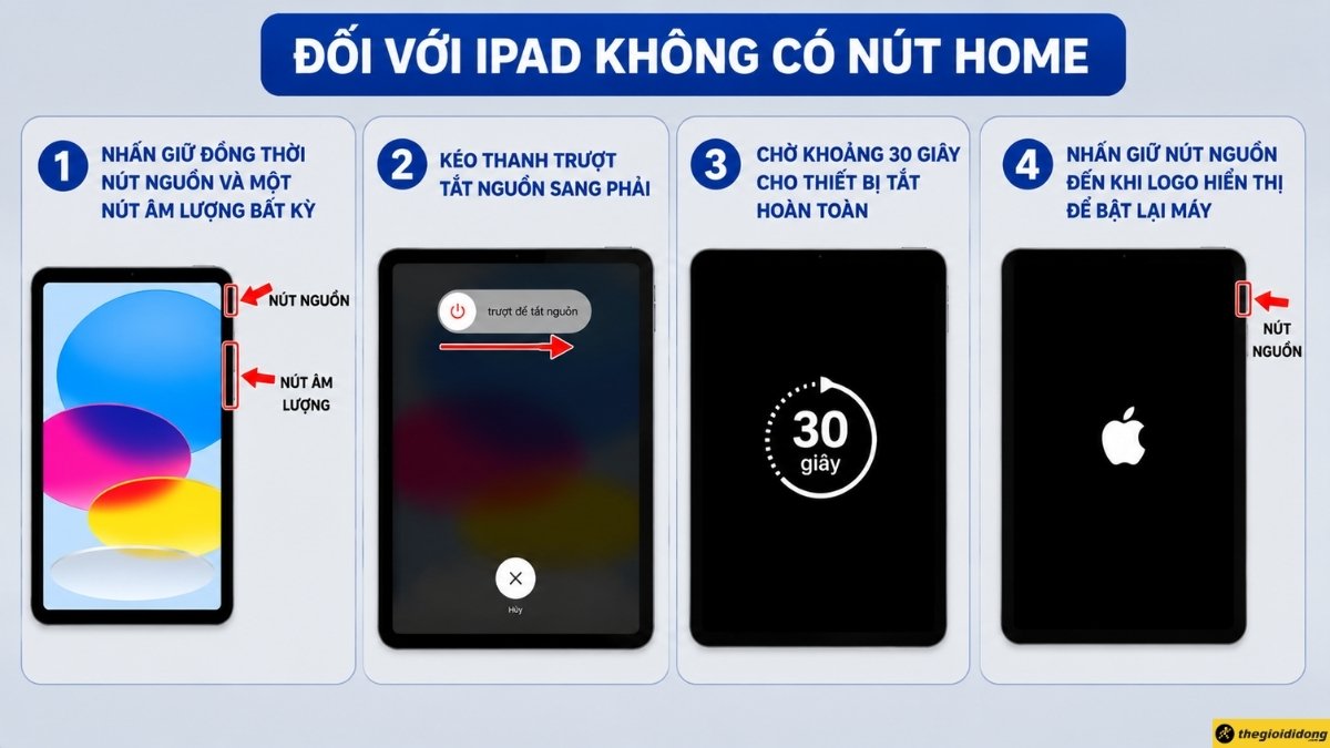 Đối với iPad kh&ocirc;ng c&oacute; n&uacute;t Home