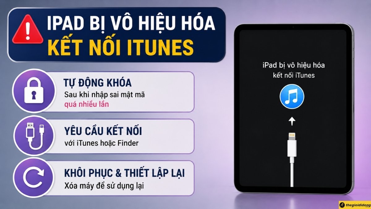 iPad bị v&ocirc; hiệu h&oacute;a kết nối iTunes