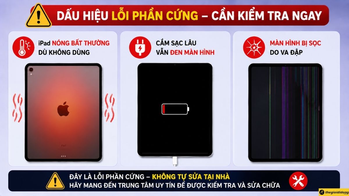Dấu hiệu n&ecirc;n mang iPad đi sửa chữa