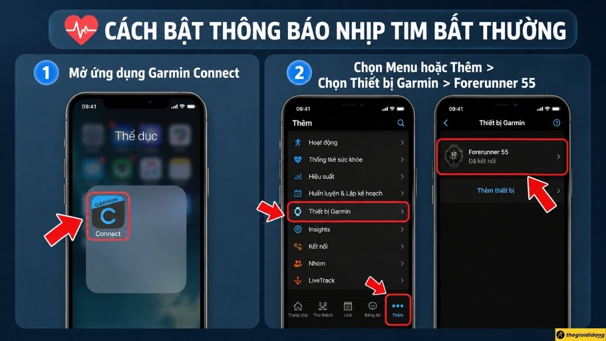 C&aacute;ch bật th&ocirc;ng b&aacute;o nhịp tim bất thường