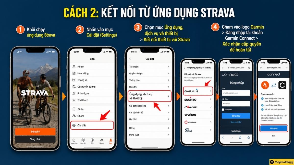 C&aacute;ch 2: K&ecirc;́t n&ocirc;́i từ ứng dụng Strava