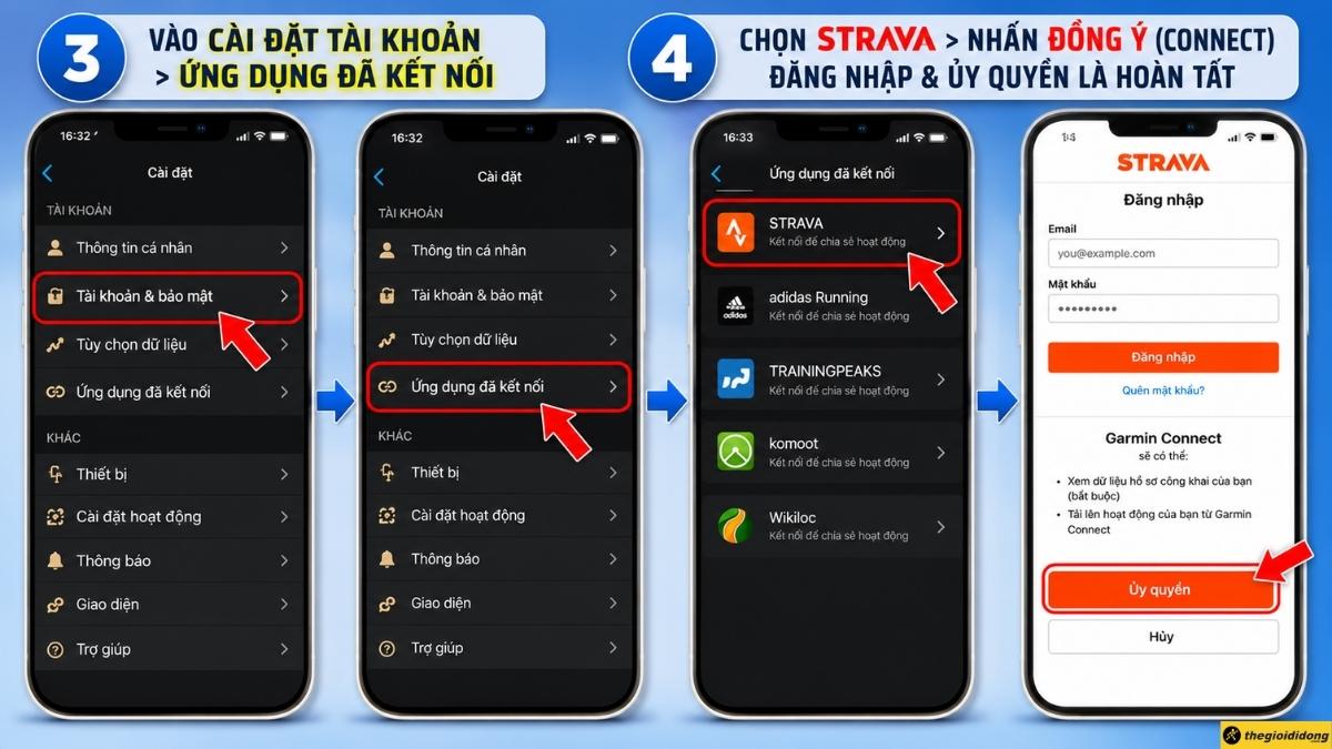Chọn bi&ecirc;̉u tượng Strava > Nh&acirc;́n Đồng &yacute; (Connect)