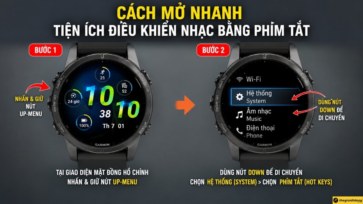 Chọn mục Hệ thống (System) > Chọn Ph&iacute;m tắt (Hot Keys)