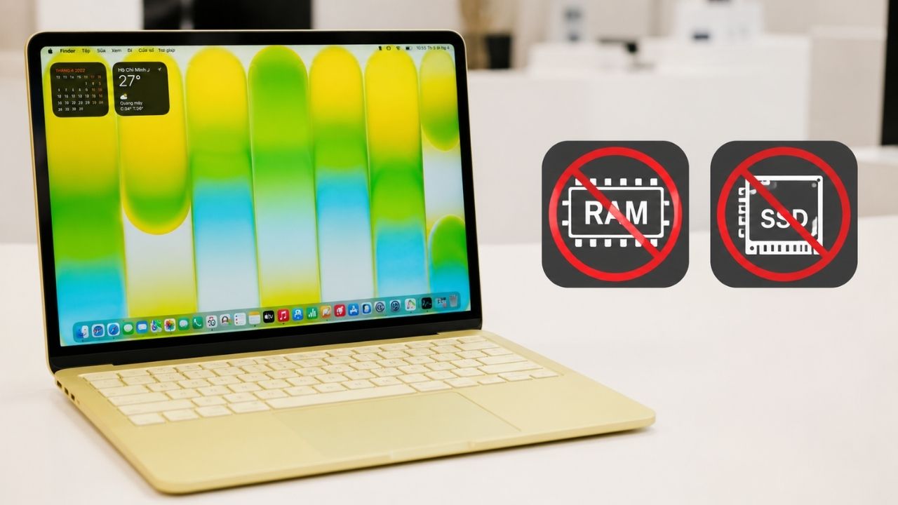 MacBook Neo kh&ocirc;ng thể n&acirc;ng cấp RAM v&agrave; SSD
