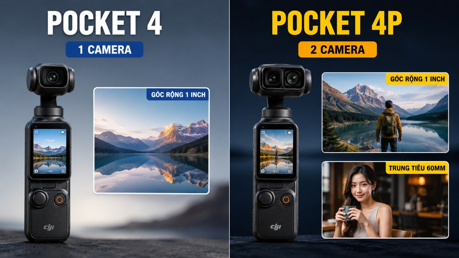 DJI Osmo Pocket 4P camera k&eacute;p so với DJI Osmo Pocket 4