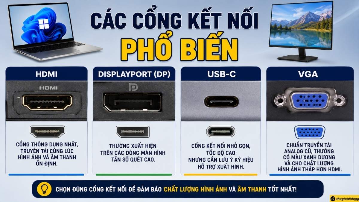 C&aacute;c cổng kết nối phổ biến