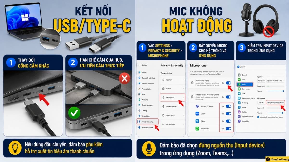 Mic không hoạt động Mic không hoạt động