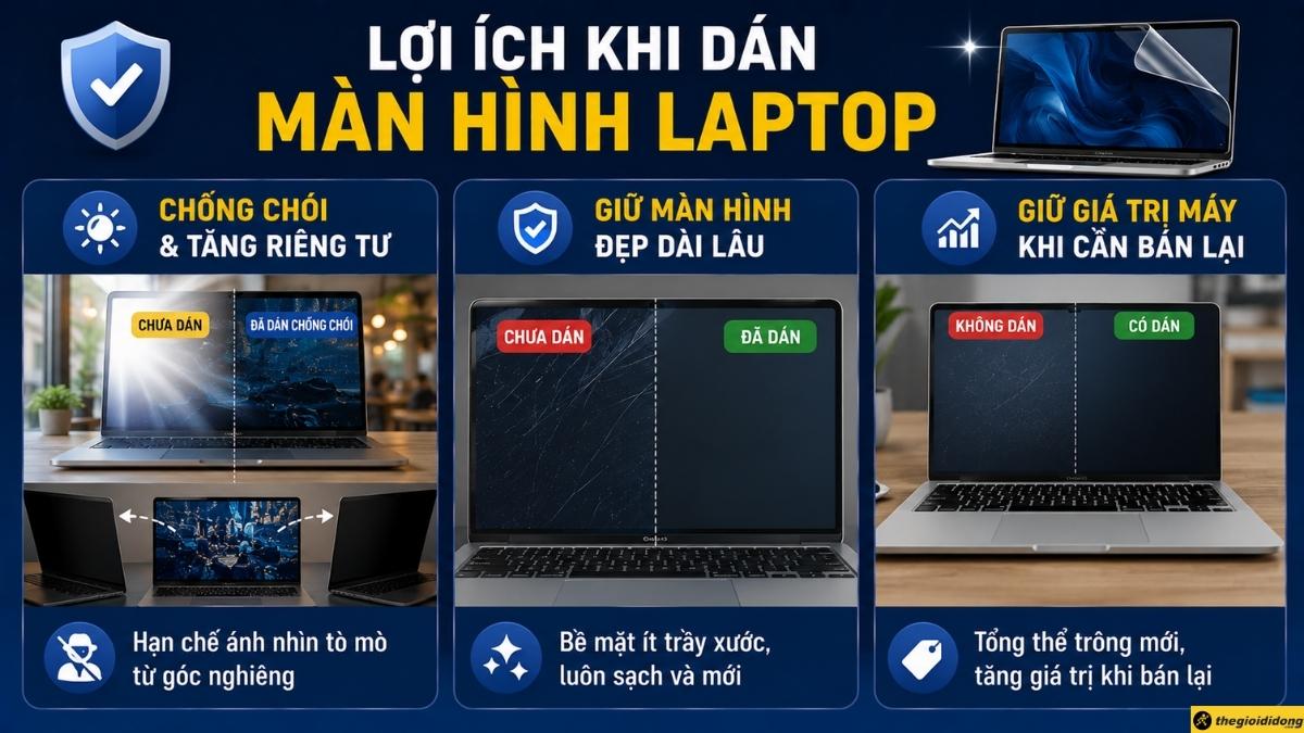 Lợi ích thực tế khi dán màn hình laptop Lợi ích thực tế khi dán màn hình laptop