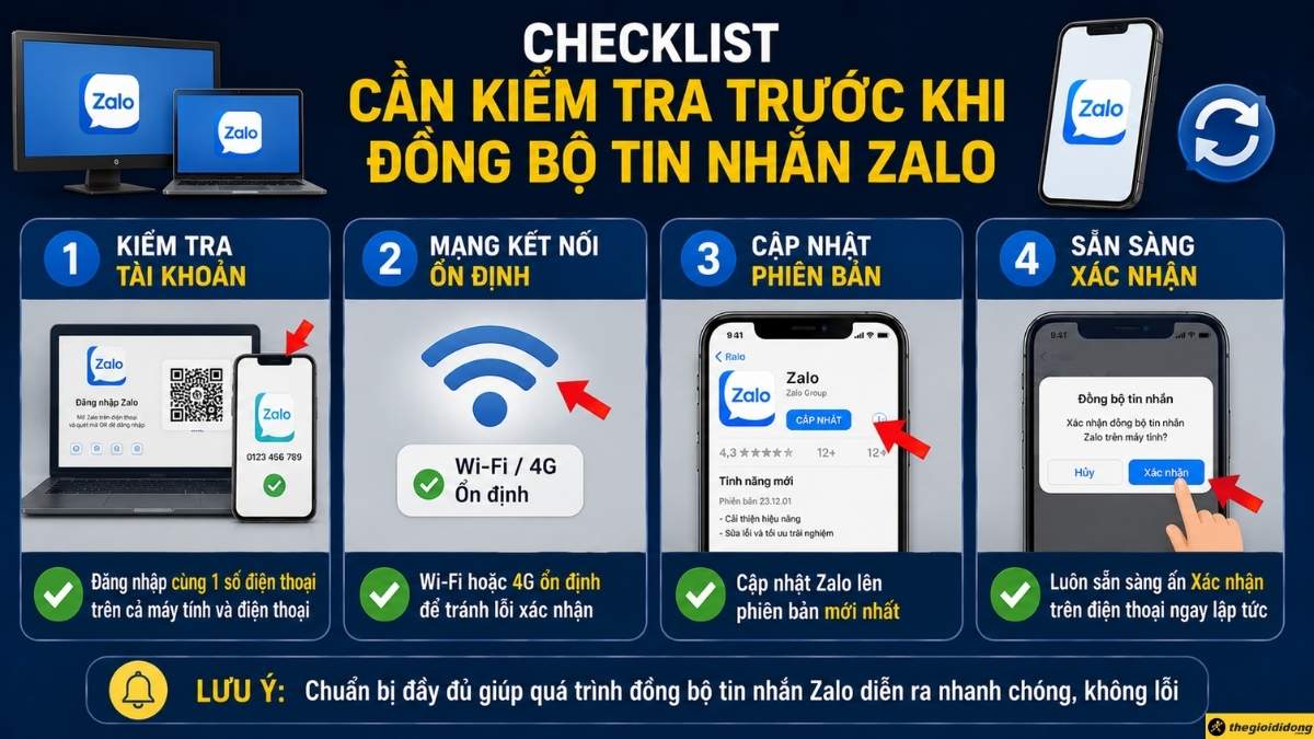 Checklist cần kiểm tra trước khi đồng bộ tin nhắn Zalo Checklist cần kiểm tra trước khi đồng bộ tin nhắn Zalo