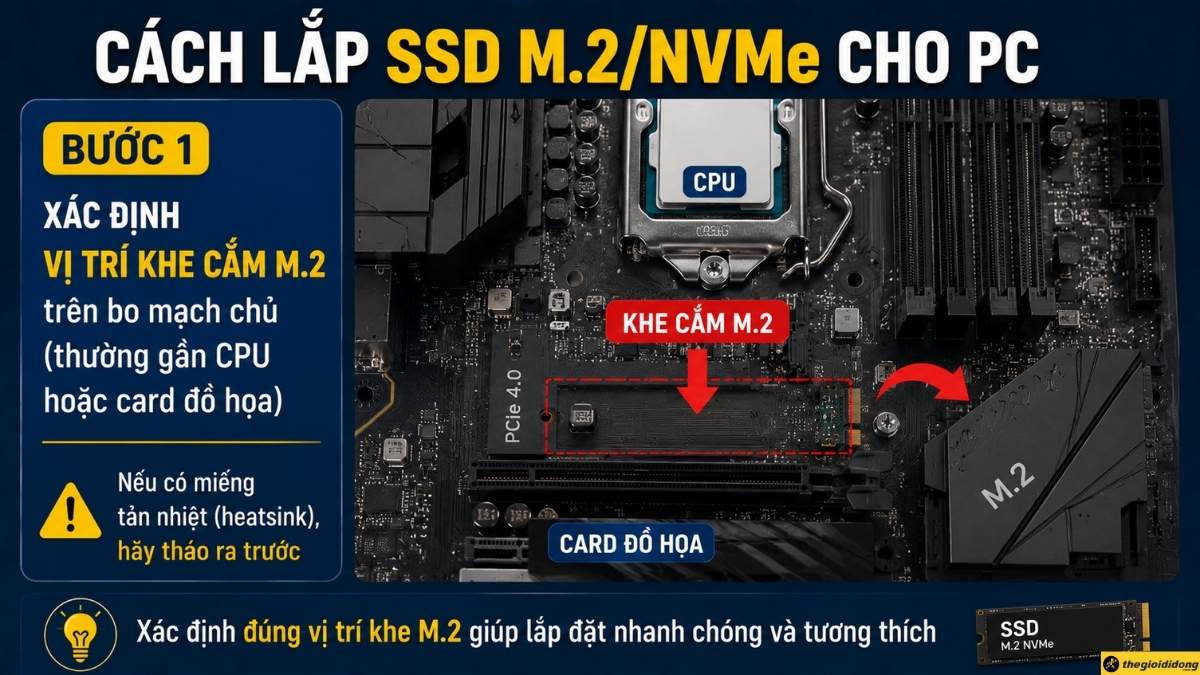 Xác định vị trí khe cắm M.2 trên bo mạch chủ Xác định vị trí khe cắm M.2 trên bo mạch chủ