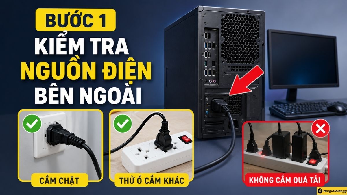 Bước 1 - Kiểm tra nguồn điện bên ngoài Bước 1 - Kiểm tra nguồn điện bên ngoài