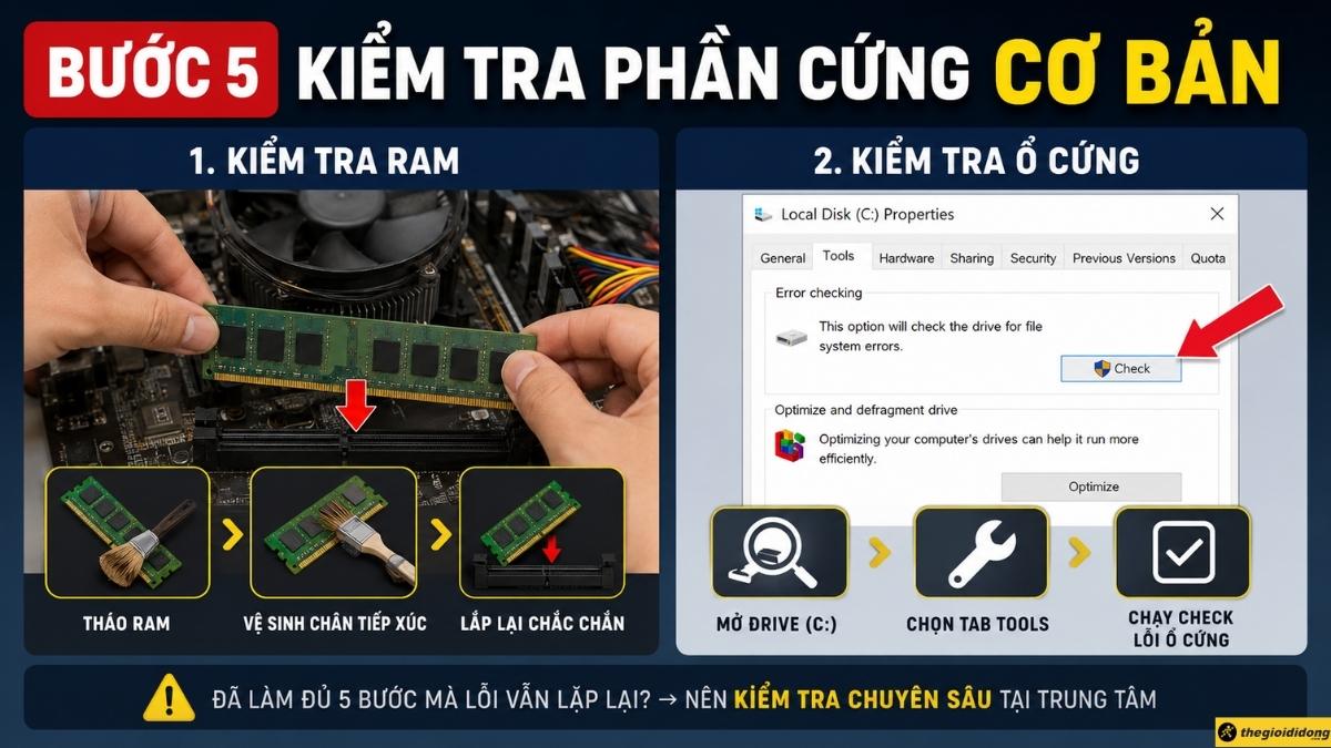 Bước 5 - Chuyển sang kiểm tra phần cứng cơ bản Bước 5 - Chuyển sang kiểm tra phần cứng cơ bản