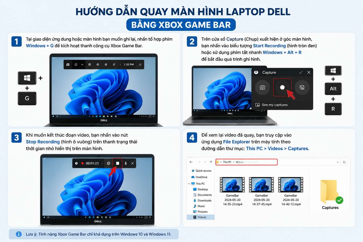 &aacute;ch quay m&agrave;n h&igrave;nh laptop Dell bằng Xbox Game Bar