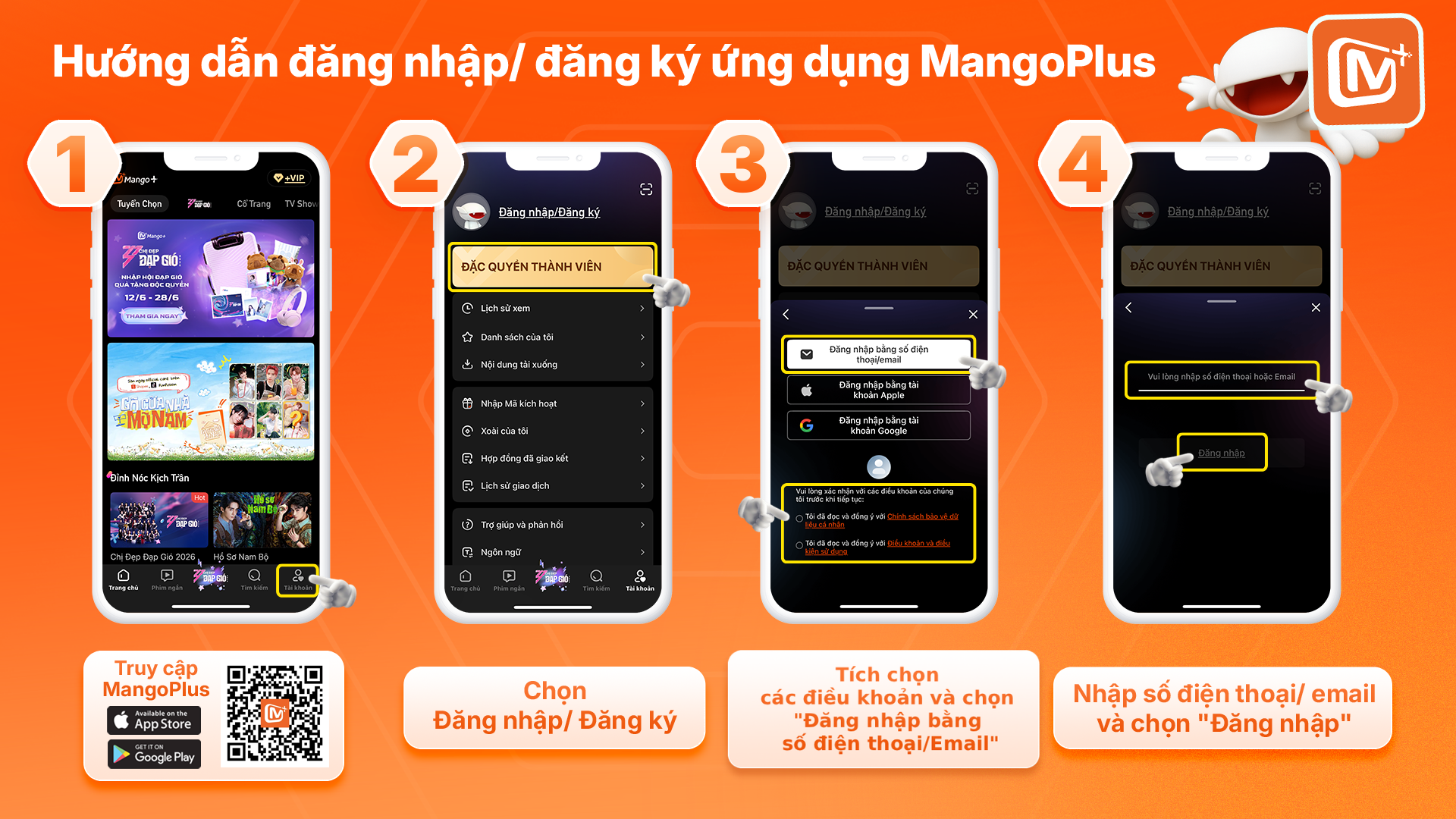 Hướng dẫn đăng ký/đăng nhập ứng dụng MangoPLus