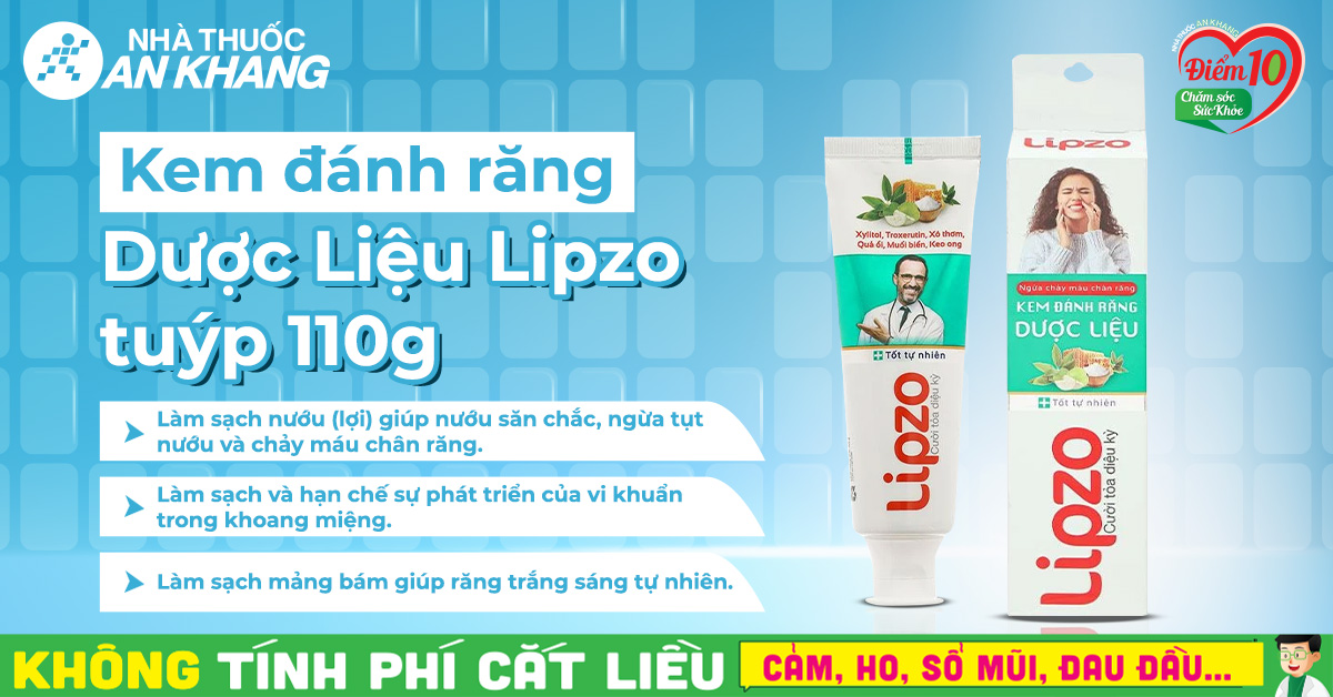 Cơ hội trúng kem đánh răng Lipzo Dược Liệu Tuýp/110Gam