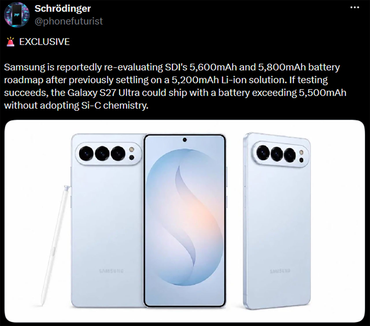 Galaxy S27 Ultra Đang Thử Nghiệm Pin Lên Tới 5.800 Mah Galaxy S27 Ultra Đang Thử Nghiệm Pin Lên Tới 5.800 Mah