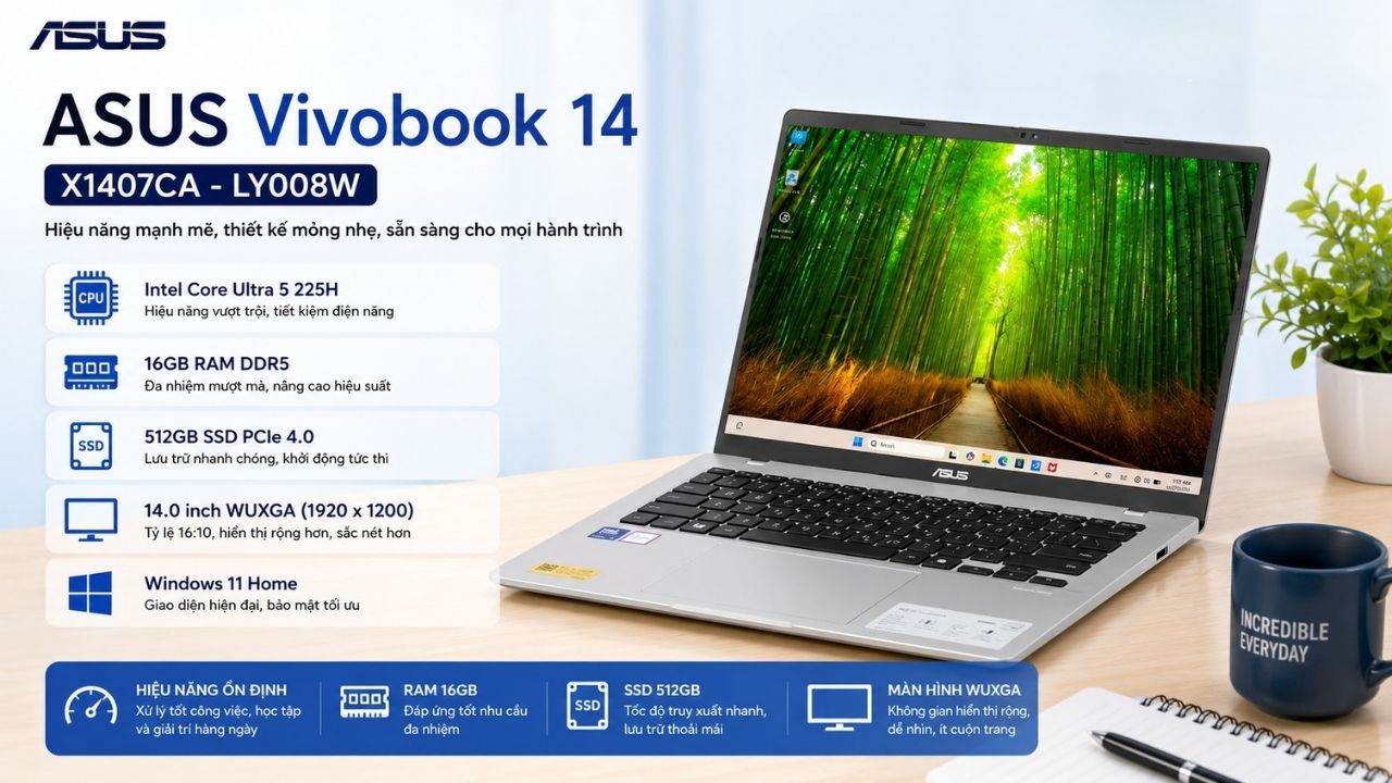 Laptop Asus Vivobook 14 X1407CA - LY008W Laptop Asus Vivobook 14 X1407CA - LY008W