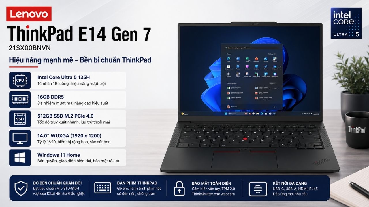 Laptop Lenovo ThinkPad E14 Gen 7 - 21SX00BNVN Laptop Lenovo ThinkPad E14 Gen 7 - 21SX00BNVN