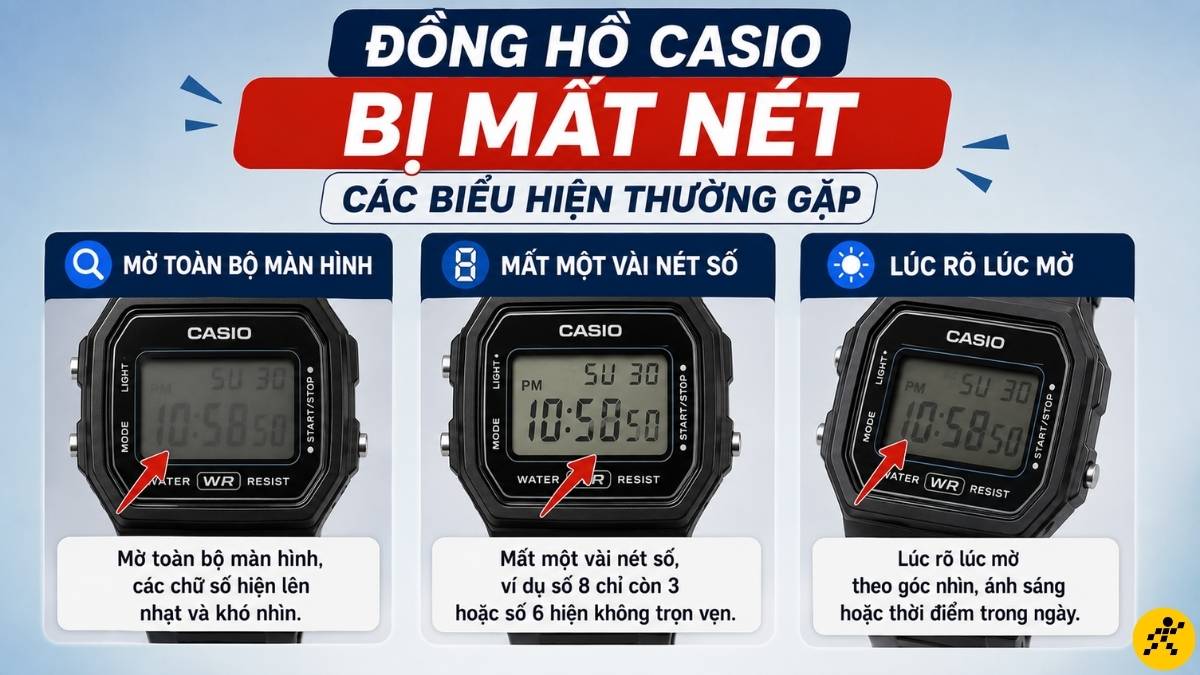 Ðồng hồ Casio bị mất nét