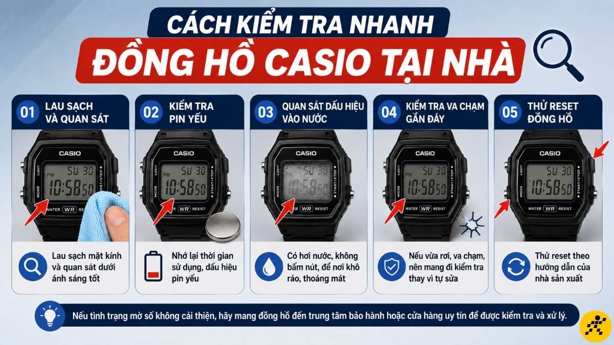 Cách kiểm tra nhanh đồng hồ Casio tại nhà