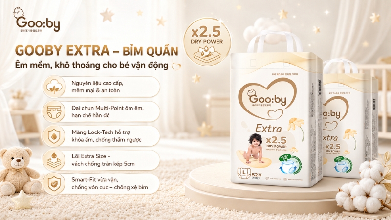 Bỉm Gooby Extra được tin dùng nhờ màng thấm hút Lock-Tech Bỉm Gooby Extra được tin dùng nhờ màng thấm hút Lock-Tech