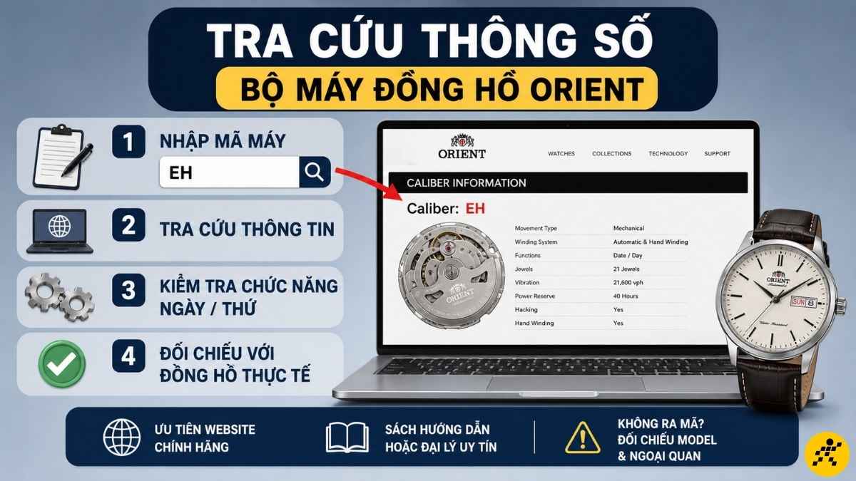 Tra cứu th&ocirc;ng số bộ m&aacute;y đồng hồ Orient