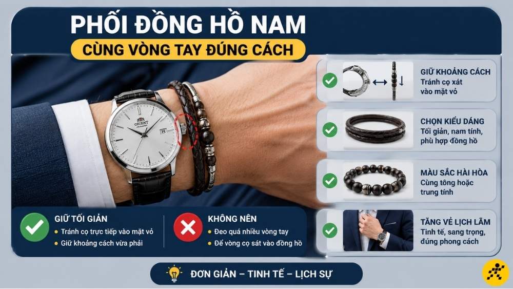 Đeo đồng hồ nam phối với vòng tay Đeo đồng hồ nam phối với vòng tay